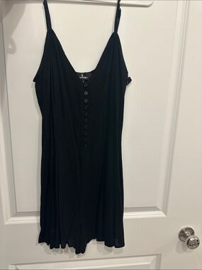 Lulu's Black Spaghetti Strap Button-Front Mini Dress